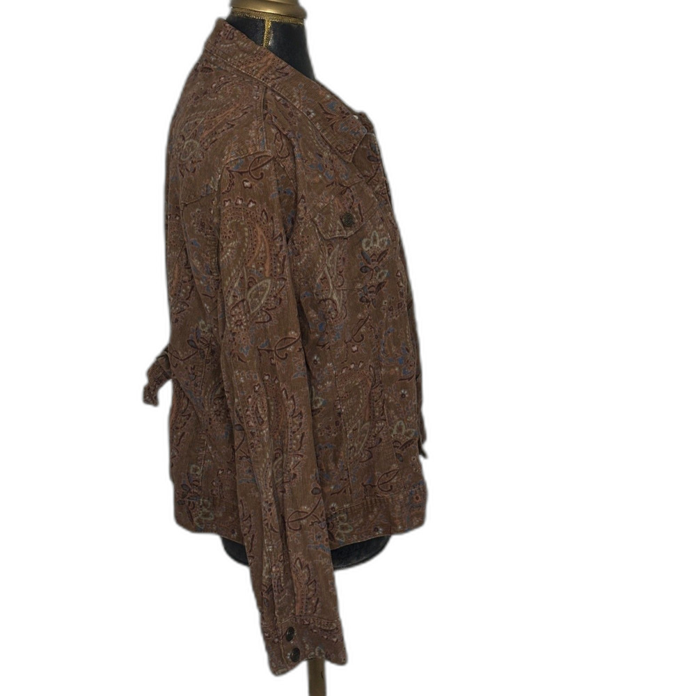 Western Boho Brown Corduroy Jacket Women's XL  Indie Paisley 98% Cotton - Picture 4 of 11